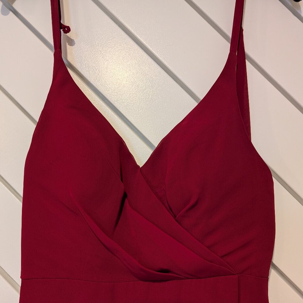 Azazie Davis Burgundy Red Strapless Bridesmaid Gown - Picture 2 of 6